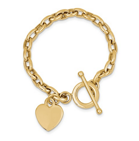 Gold Engravable Heart Toggle Bracelet Bracelets deBebians 