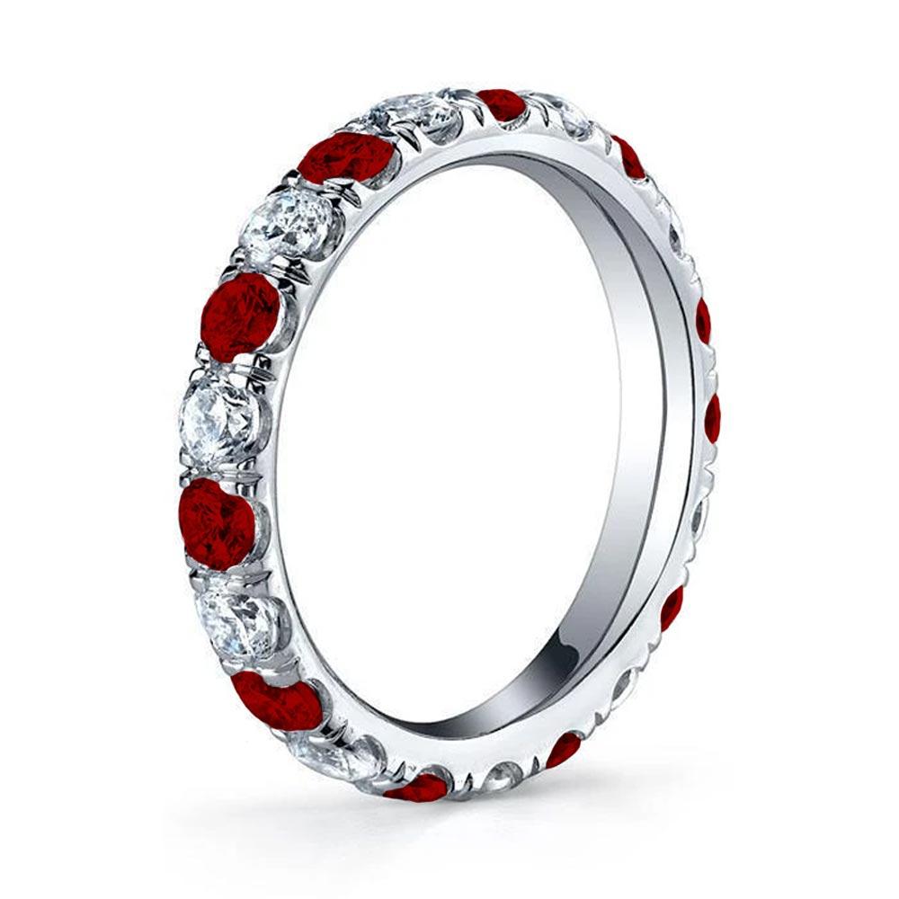 Ruby and Diamond Eternity Band with U-Pave Setting Gemstone Eternity Rings deBebians 