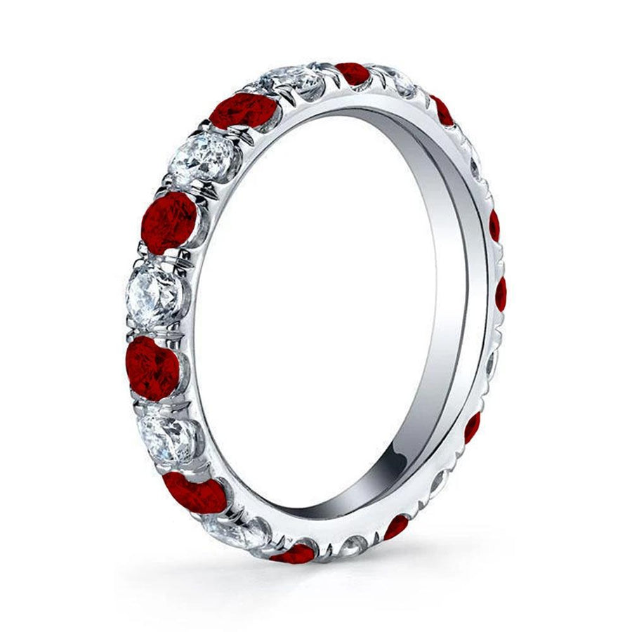 Diamond and Ruby U-Pave Eternity Ring Gemstone Eternity Rings deBebians 