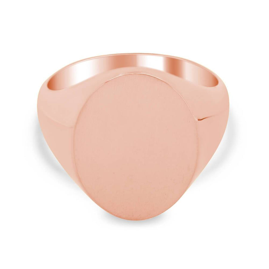 Men's Oval Signet Ring - Medium Signet Rings deBebians 14k Rose Gold Solid Back 