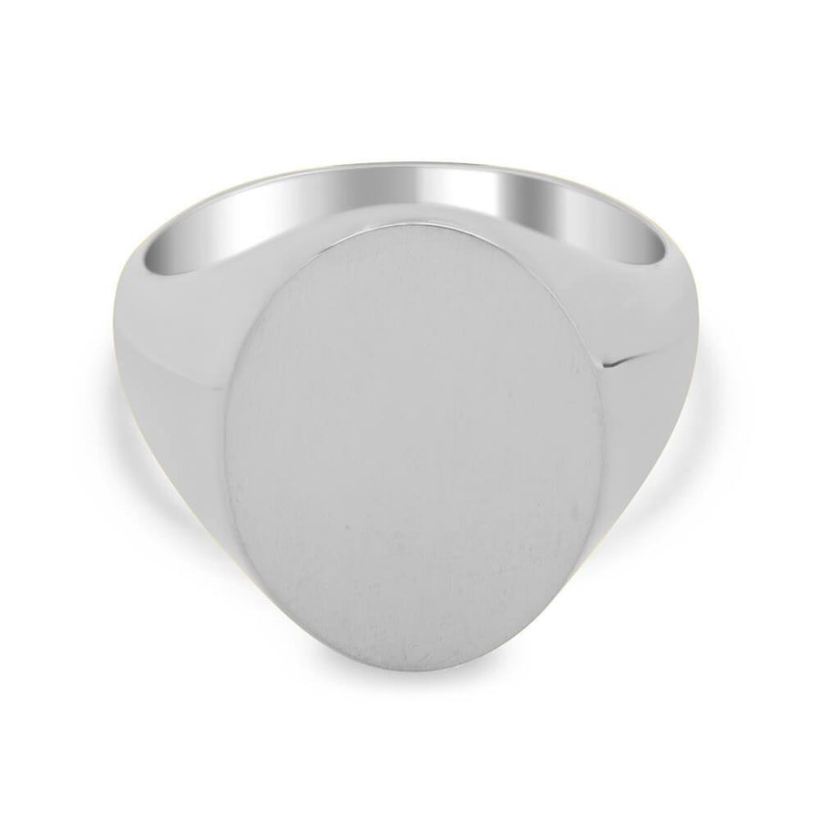 Men's Oval Signet Ring - Medium Signet Rings deBebians Sterling Silver Solid Back 