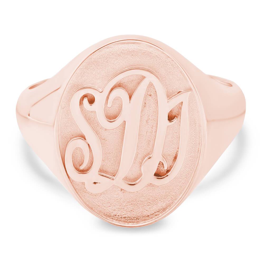 Raised Initial Monogram Mens Signet Ring Signet Rings deBebians 14k Rose Gold 