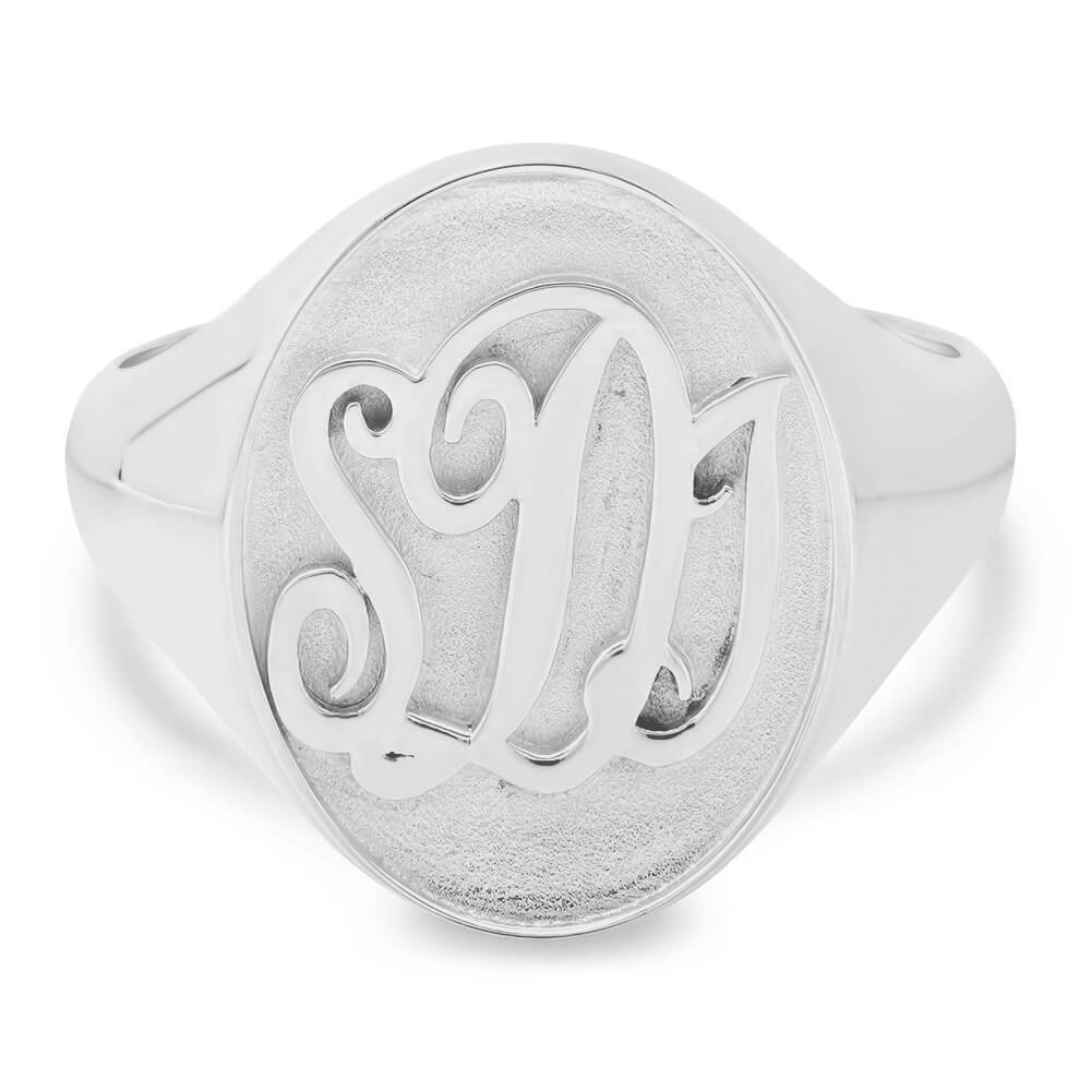 Raised Initial Monogram Mens Signet Ring Signet Rings deBebians Sterling Silver 