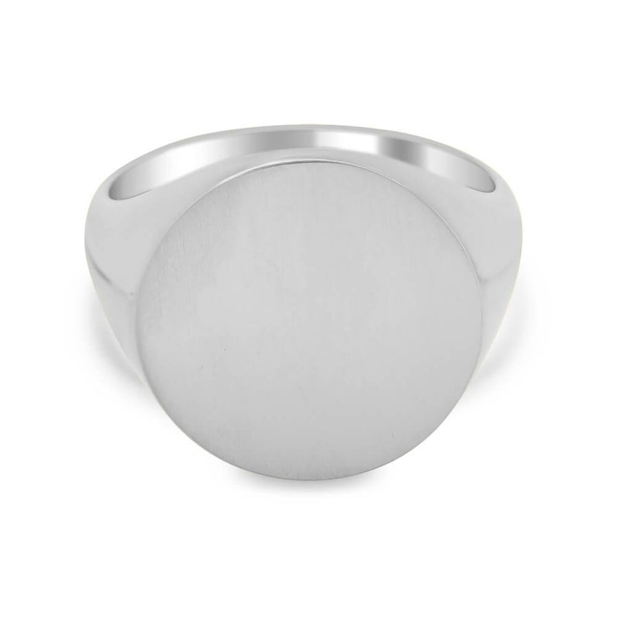 Men's Round Signet Ring - Large Signet Rings deBebians Sterling Silver Solid Back 