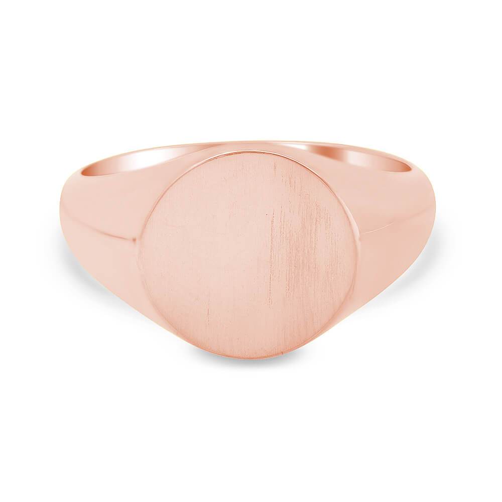 Men's Round Signet Ring - Small Signet Rings deBebians 14k Rose Gold Solid Back 