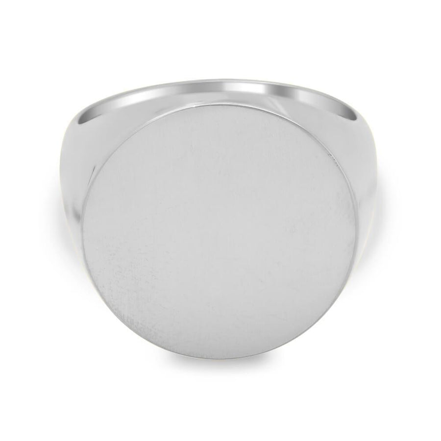 Men's Round Signet Ring - Extra Large Signet Rings deBebians Sterling Silver Solid Back 