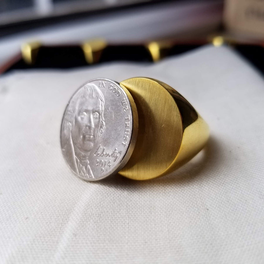 Men's Round Signet Ring - Small