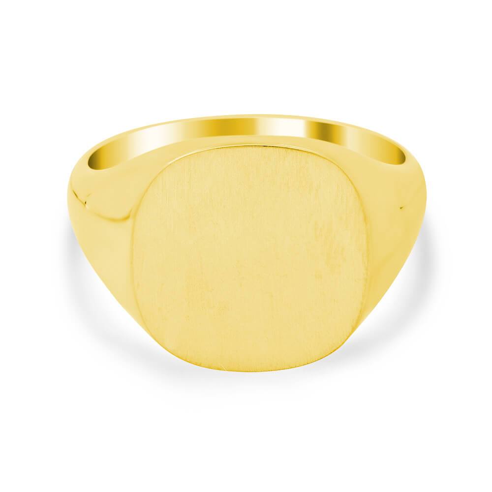 Men's Square Signet Ring - Medium Signet Rings deBebians 14k Yellow Gold Solid Back 