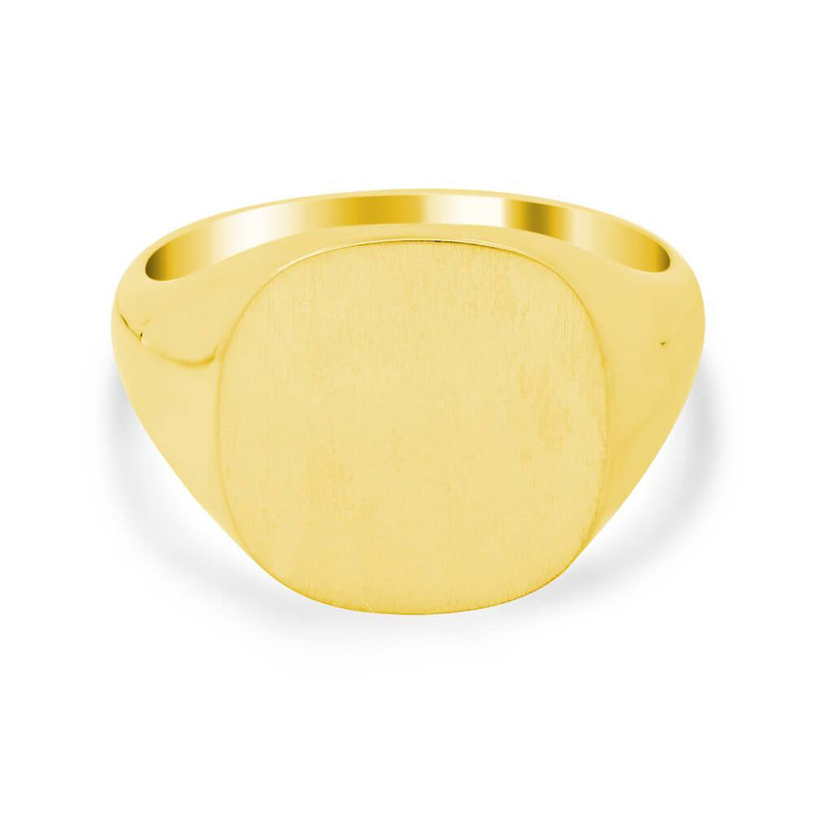 Men's Square Signet Ring - Medium Signet Rings deBebians 14k Yellow Gold Solid Back 