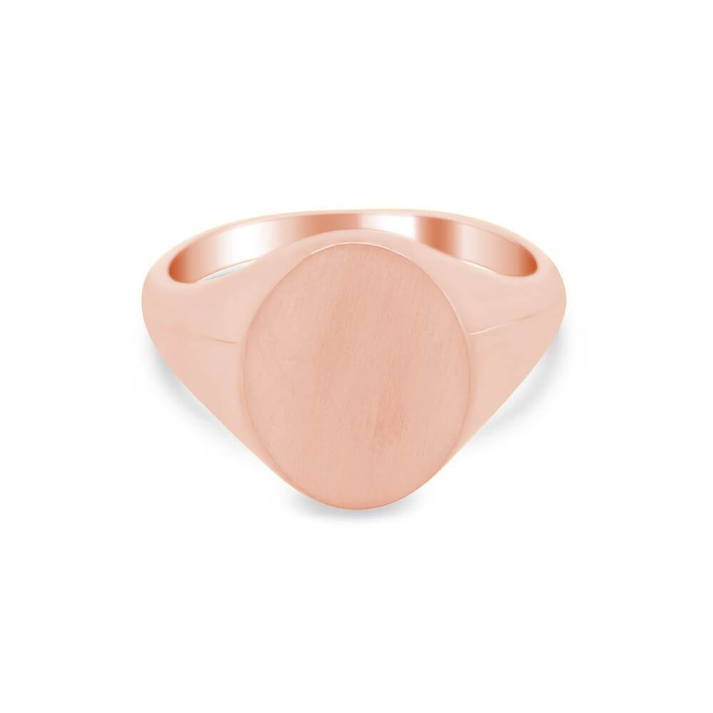 Women's Oval Signet Ring - Medium Signet Rings deBebians 14k Rose Gold Solid Back 