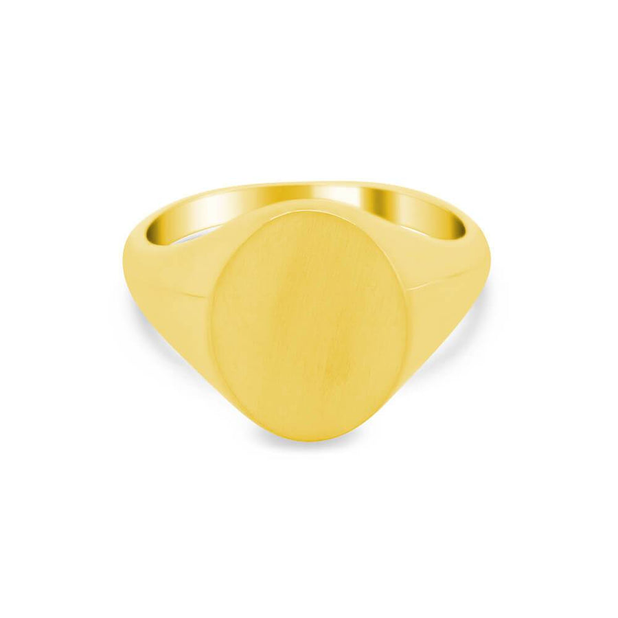 Women's Oval Signet Ring - Medium Signet Rings deBebians 14k Yellow Gold Solid Back 