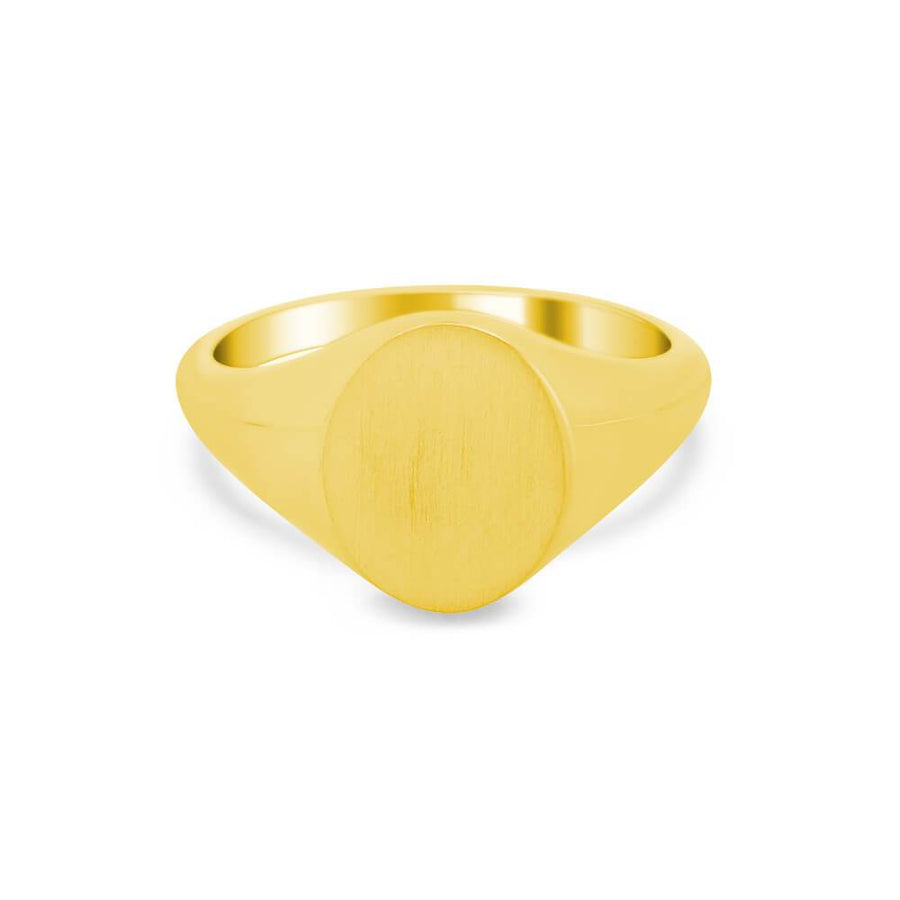 Women's Oval Signet Ring - Small Signet Rings deBebians 14k Yellow Gold Solid Back 