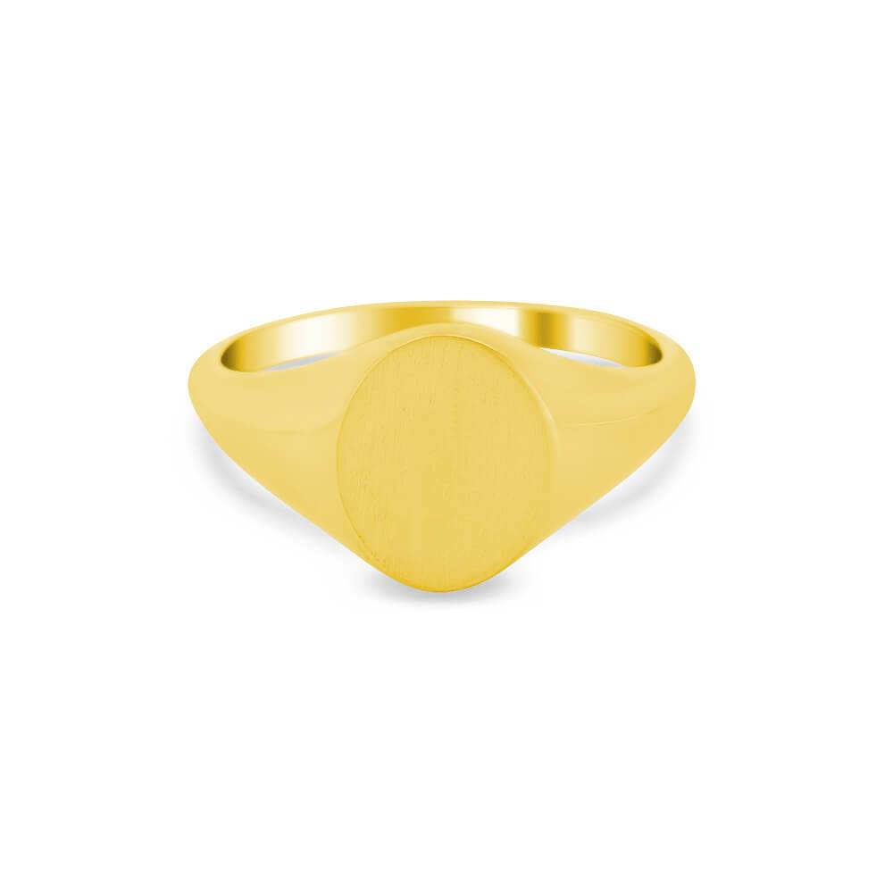 Women's Oval Signet Ring - Extra Small Signet Rings deBebians 14k Yellow Gold Solid Back 