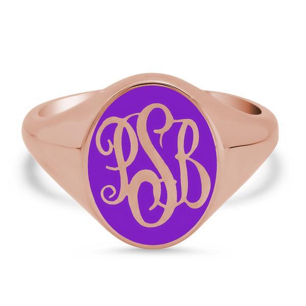 Enamel Signet Ring Signet Rings deBebians 14k Rose Gold Purple 