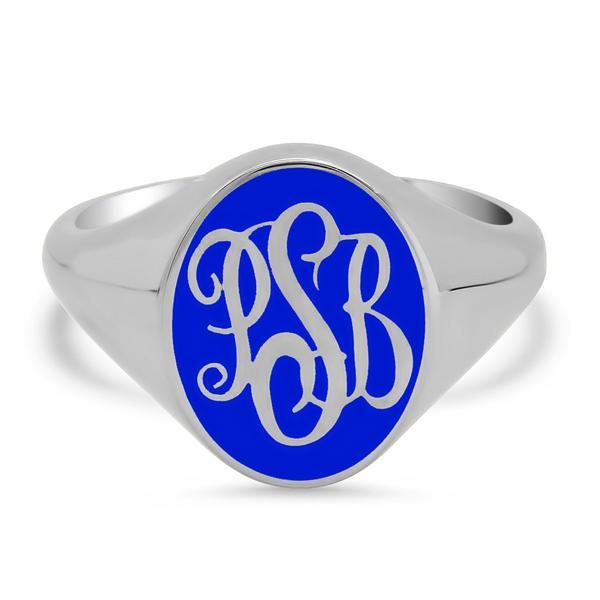 Enamel Signet Ring Signet Rings deBebians Sterling Silver Blue 