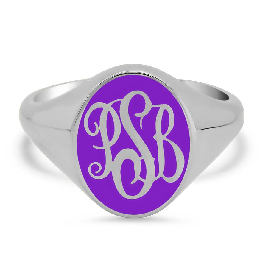 Enamel Signet Ring Signet Rings deBebians Sterling Silver Purple 