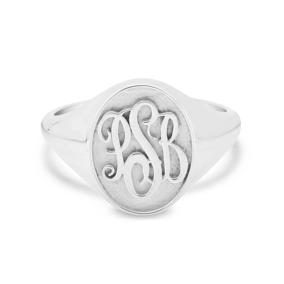 Raised Monogram Signet Ring for Women Signet Rings deBebians Sterling Silver 