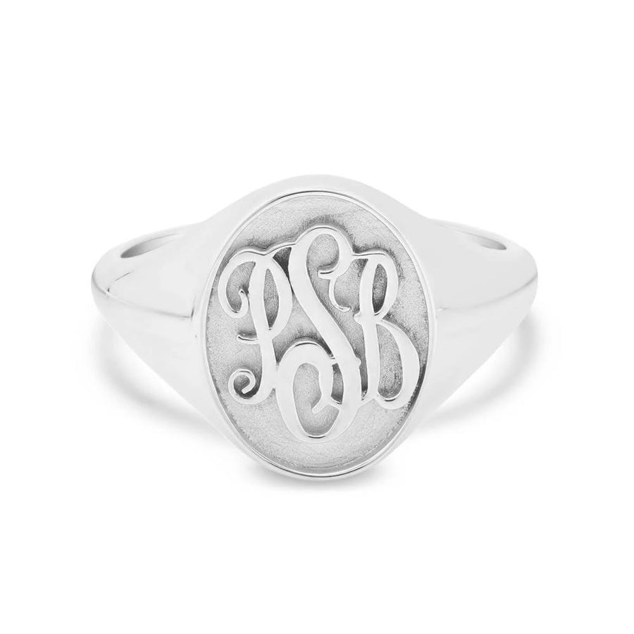 Raised Monogram Signet Ring for Women Signet Rings deBebians Sterling Silver 