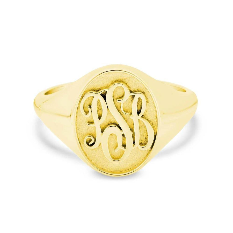 Raised Monogram Signet Ring for Women Signet Rings deBebians 14k Yellow Gold 