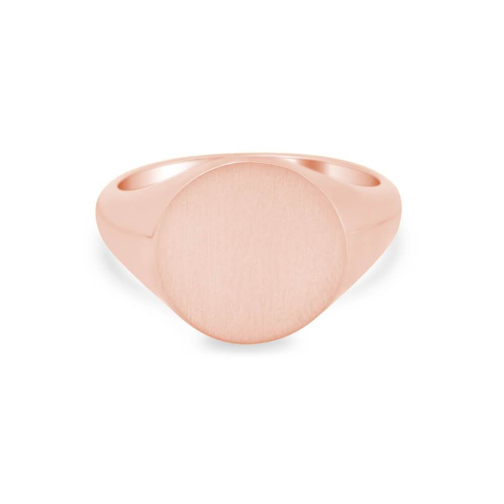 Women's Round Signet Ring - Large Signet Rings deBebians 14k Rose Gold Solid Back 