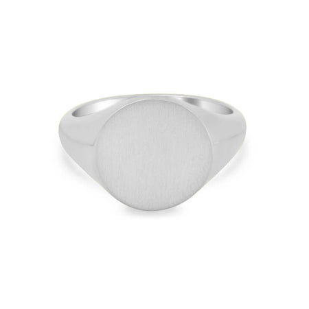 Women's Round Signet Ring - Large Signet Rings deBebians Sterling Silver Solid Back 