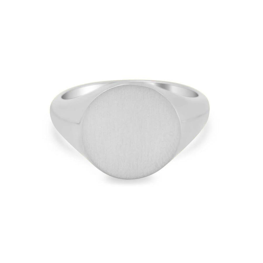 Women's Round Signet Ring - Large Signet Rings deBebians Sterling Silver Solid Back 