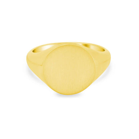 Women's Round Signet Ring - Large Signet Rings deBebians 14k Yellow Gold Solid Back 