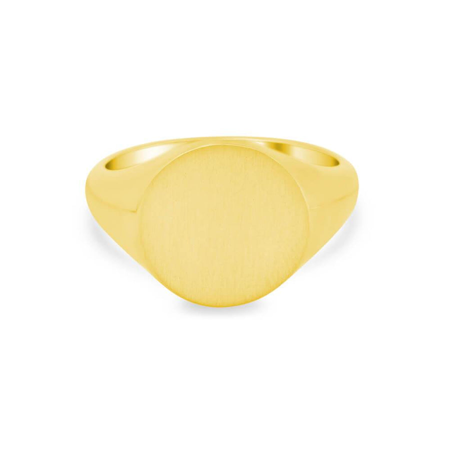 Women's Round Signet Ring - Large Signet Rings deBebians 14k Yellow Gold Solid Back 