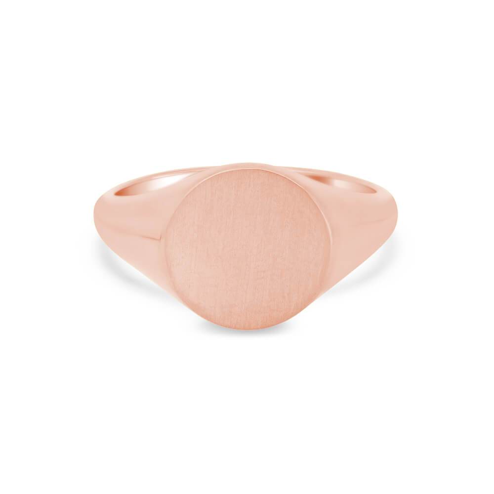 Women's Round Signet Ring - Medium Signet Rings deBebians 14k Rose Gold Solid Back 