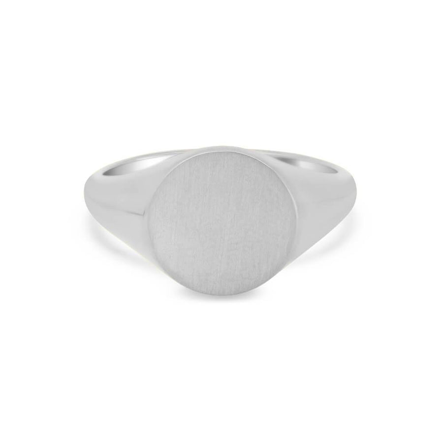 Women's Round Signet Ring - Medium Signet Rings deBebians Sterling Silver Solid Back 