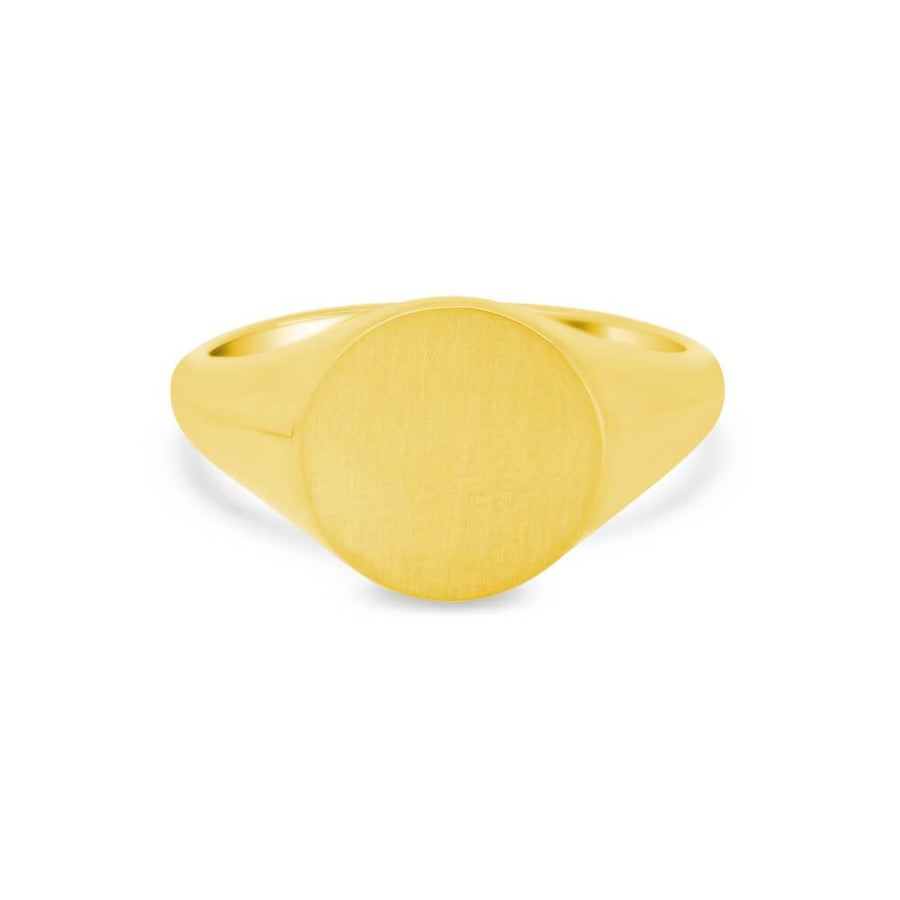 Women's Round Signet Ring - Medium Signet Rings deBebians 14k Yellow Gold Solid Back 