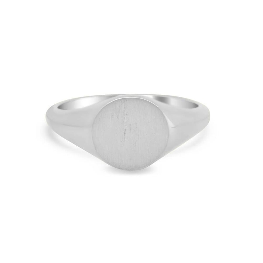 Women's Round Signet Ring - Small Signet Rings deBebians Sterling Silver Solid Back 