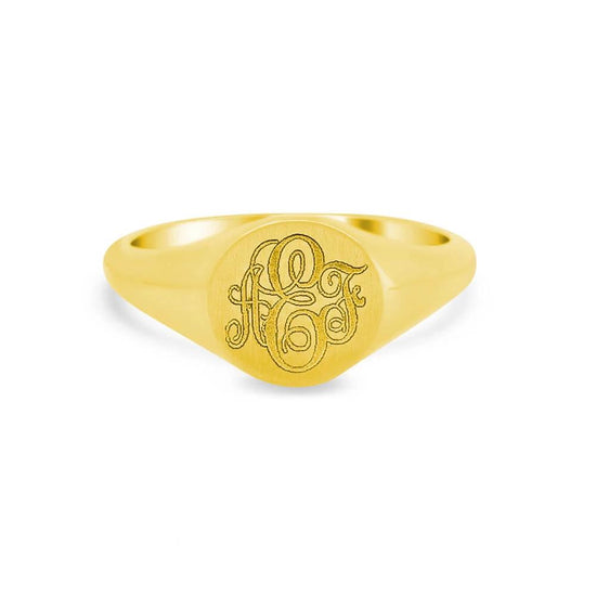 Women's Small Round Signet Ring - Gold, Silver & More – deBebians