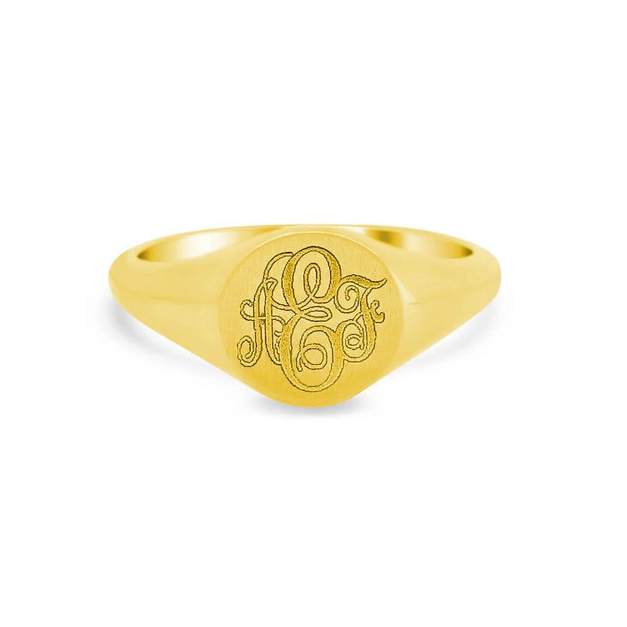 Rose Gold Circle Signet Monogram Ring  Monogram ring gold, Monogram ring  silver, Engraved monogram ring