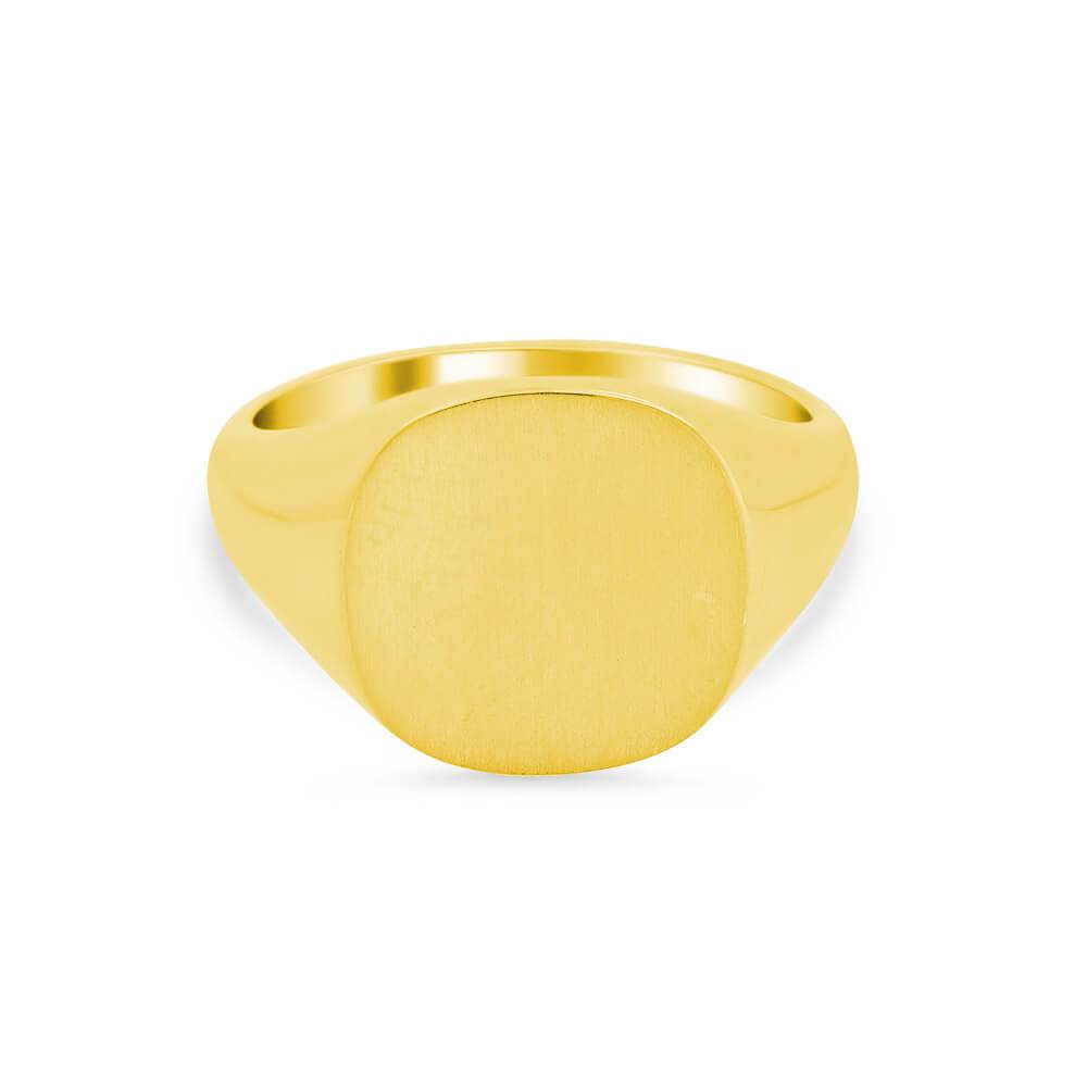 Women's Square Signet Ring - Large Signet Rings deBebians 14k Yellow Gold Solid Back 