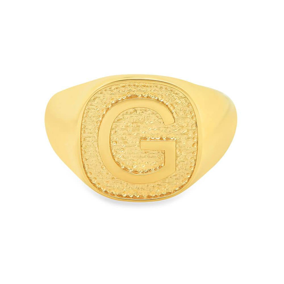 Single Initial Raised Women's Signet Ring Signet Rings deBebians 