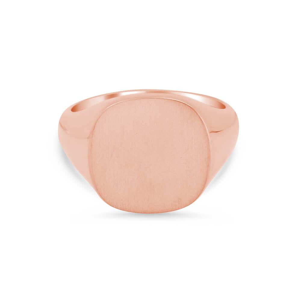 Women's Square Signet Ring - Extra Large Signet Rings deBebians 14k Rose Gold Solid Back 