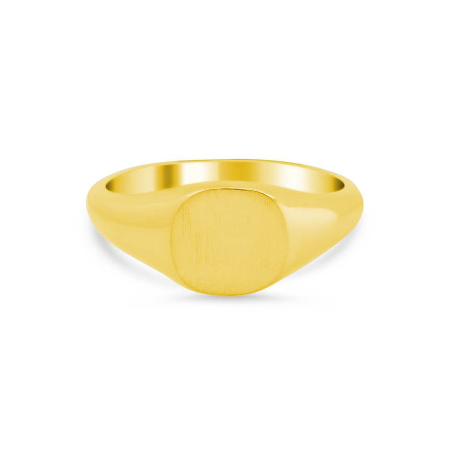 Women's Square Signet Ring - Extra Small Signet Rings deBebians 14k Yellow Gold Solid Back 