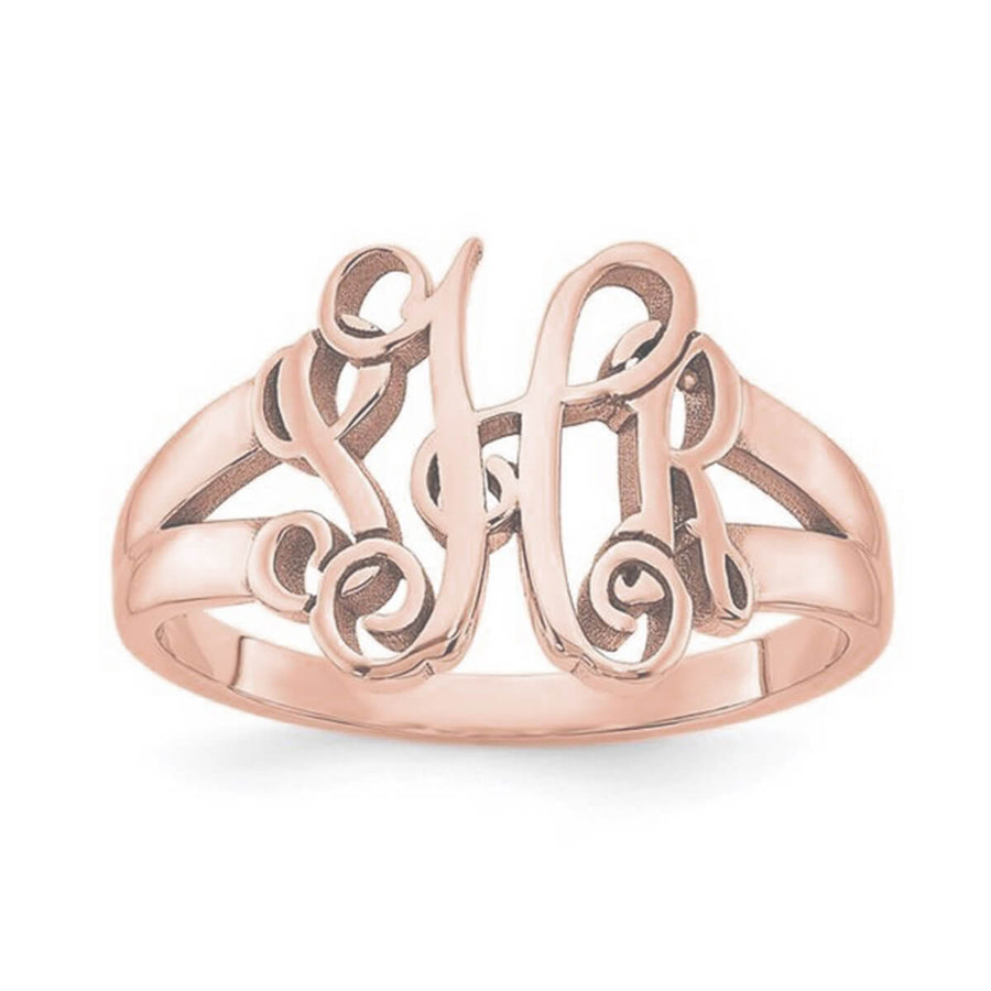 14kt Gold Monogram Ring | Custom Script Ring | deBebians