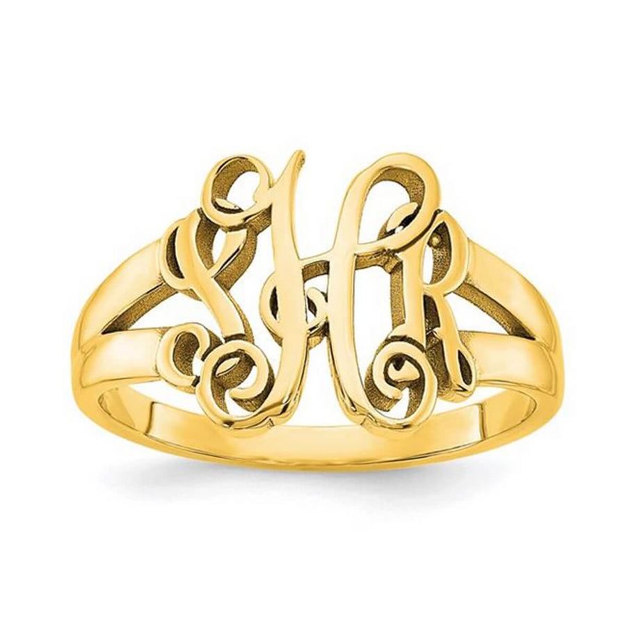14kt Gold Monogram Ring | Custom Script Ring | deBebians