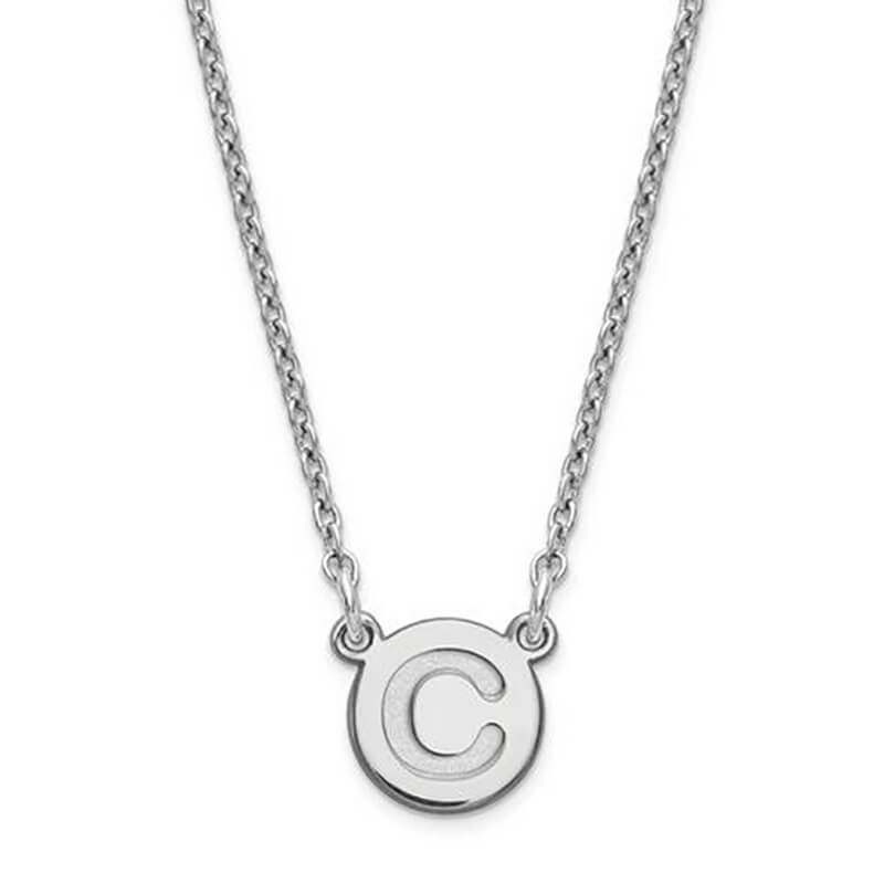 Sterling Silver Tiny Circle Initial Pendant Necklaces deBebians 