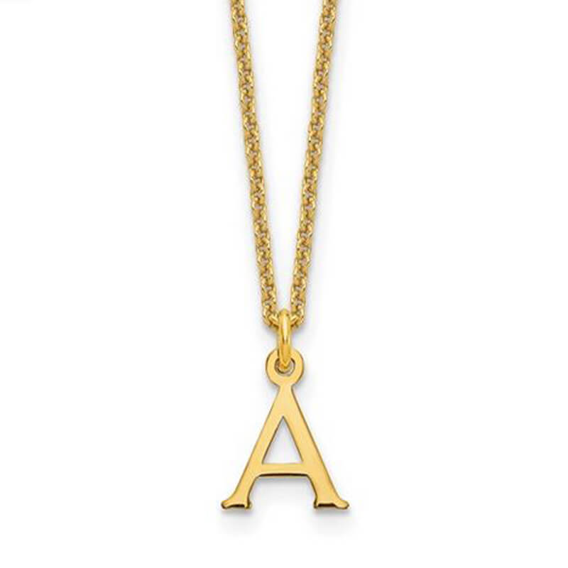Block Letter Initial Pendant in Sterling Silver or 14kt Gold
