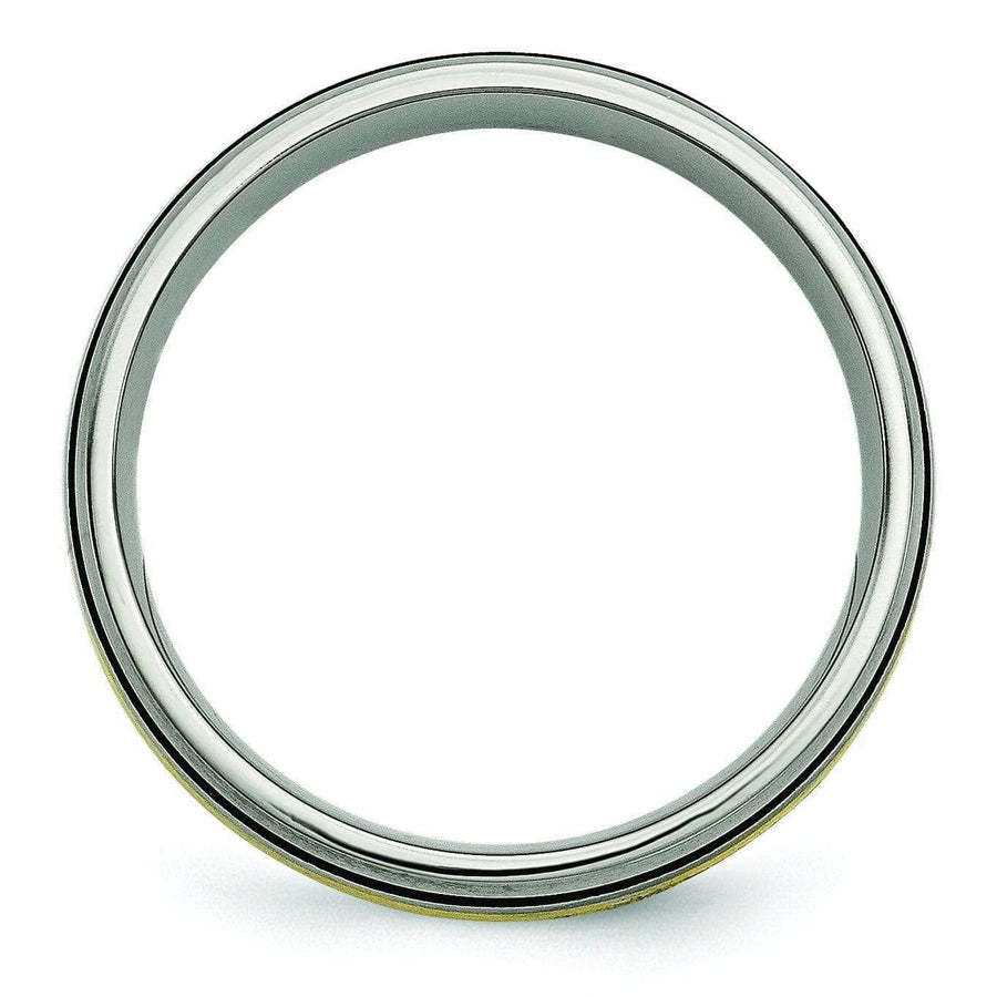 14k Yellow Gold & Black Inlay Titanium Ring Matte Finish in 6mm Titanium Wedding Rings deBebians 