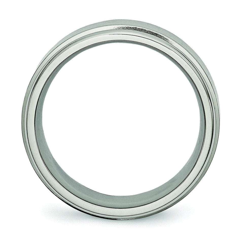 Grooved Edge Titanium Ring Matte & High Polish Finish in 8mm Titanium Wedding Rings deBebians 