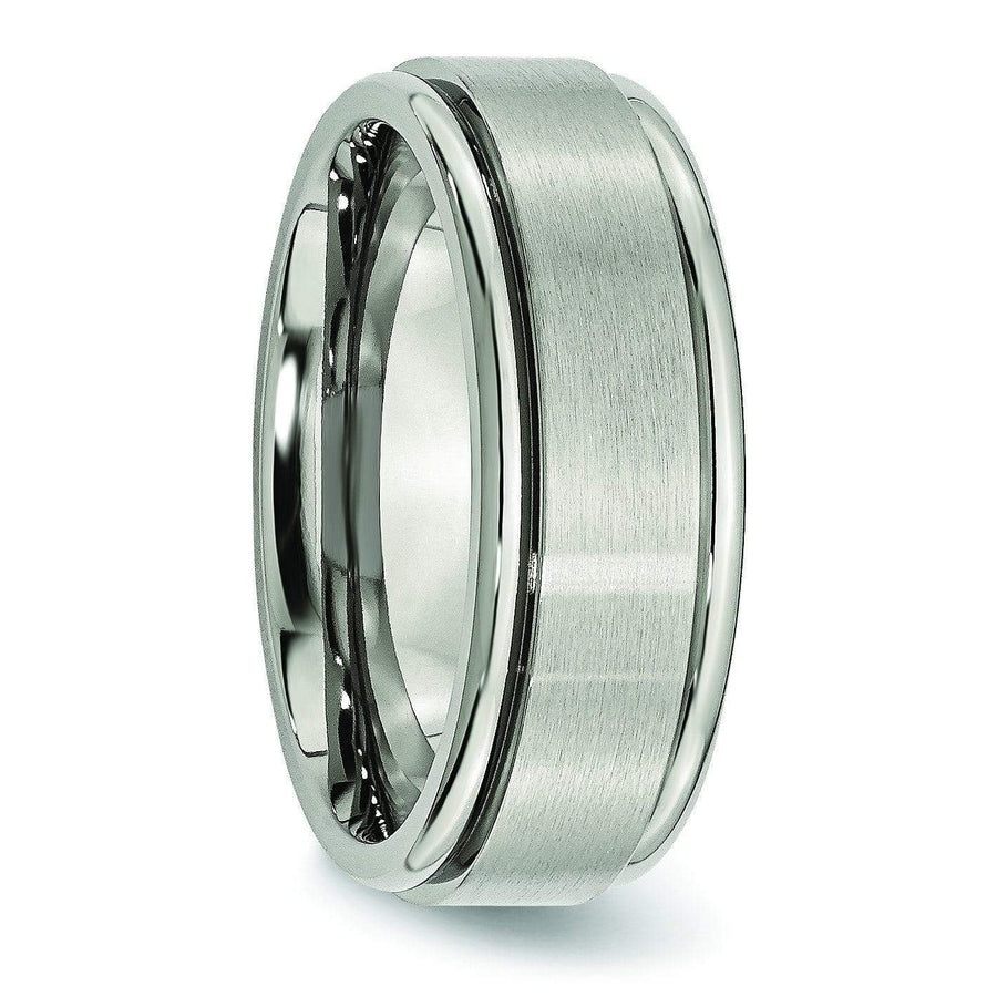 Grooved Edge Titanium Ring Matte & High Polish Finish in 8mm Titanium Wedding Rings deBebians 