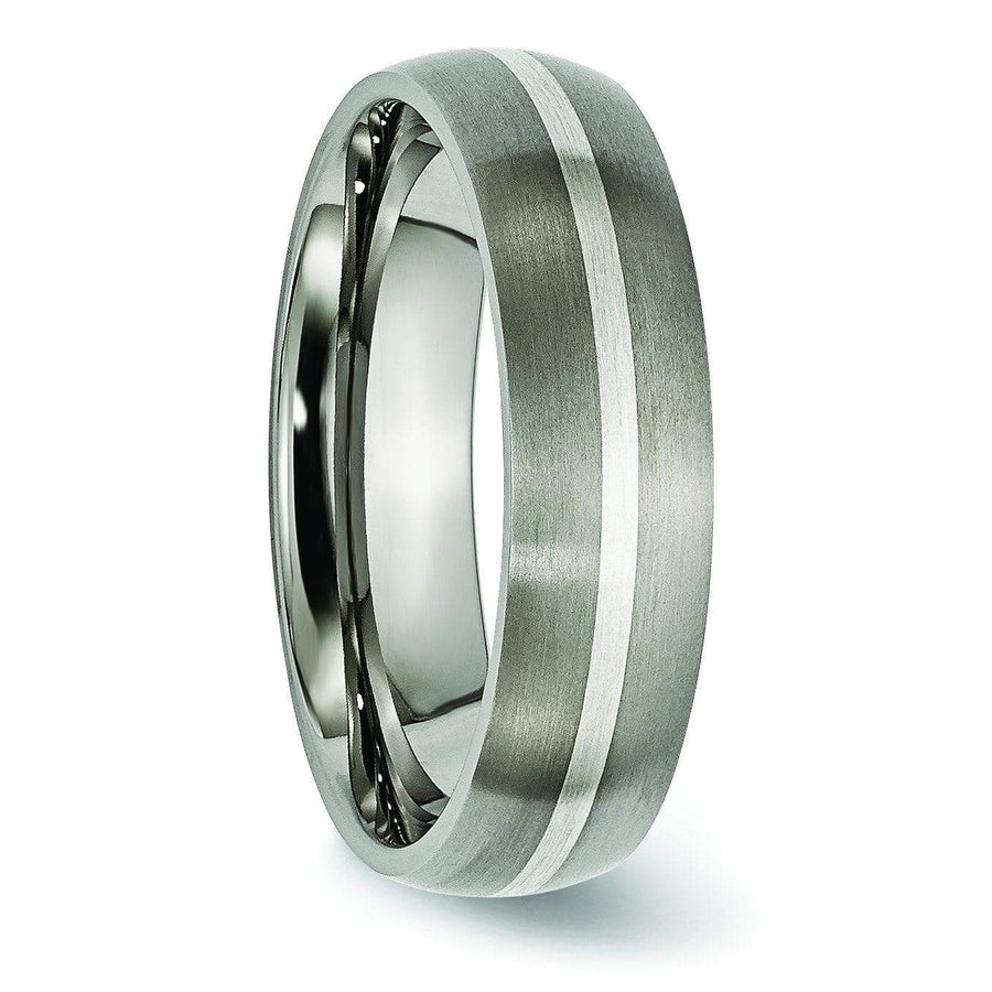 Titanium and Silver Ring Matte Finish in 6mm Aircraft Grade Titanium Titanium Wedding Rings deBebians 