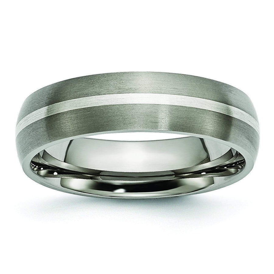 Titanium and Silver Ring Matte Finish in 6mm Aircraft Grade Titanium Titanium Wedding Rings deBebians 