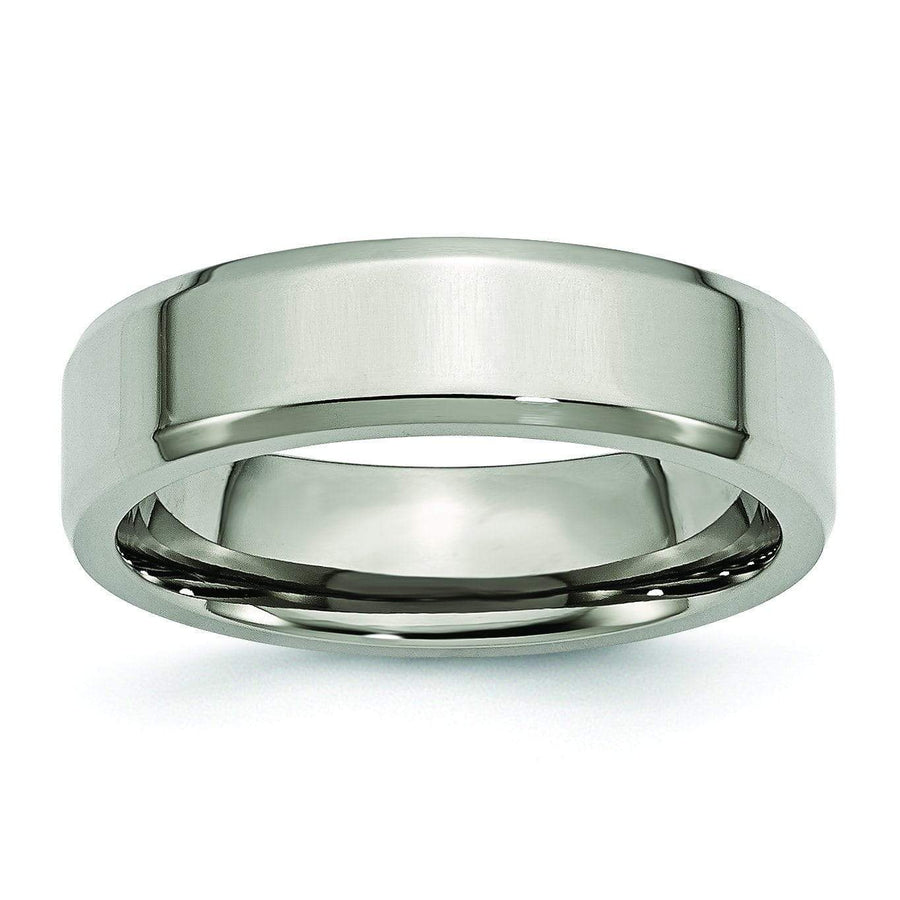 6mm Polished Titanium Wedding Ring with Beveled Edges Titanium Wedding Rings deBebians 