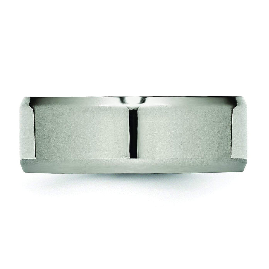 8mm Polished Titanium Wedding Ring with Beveled Edges Titanium Wedding Rings deBebians 