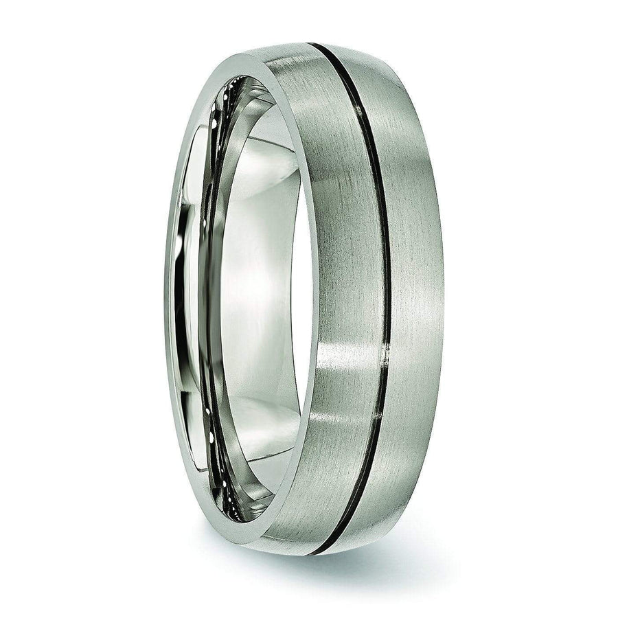 Grooved Titanium Ring Matte Finish in 6mm Aircraft Grade Titanium Titanium Wedding Rings deBebians 